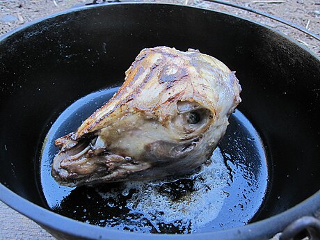 Roasted lamb's head, Northern California, U.S.