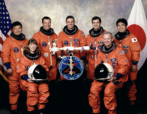 Left to right - Front: Melroy, Duffy; Back: Chiao, Lopez-Alegria, McArthur, Wisoff, WakataSpace Shuttle program← STS-106 (99)STS-97 (101) →