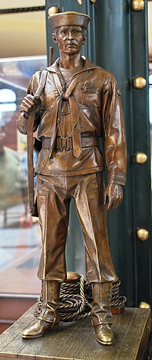 Statue of a Mexican Navy sailor at the Naval History Museum. SailorNHMDF.JPG