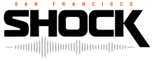 The logo for the San Francisco Shock features a seismograph in the shape of the San Francisco–Oakland Bay Bridge.
