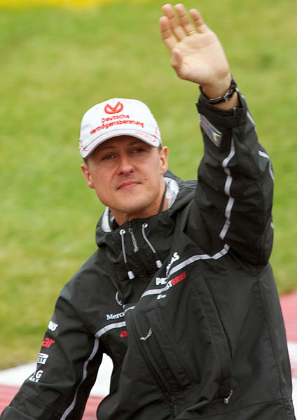 Michael Schumacher took pole position and retired from a punctured tyre in the race (2011 photo).