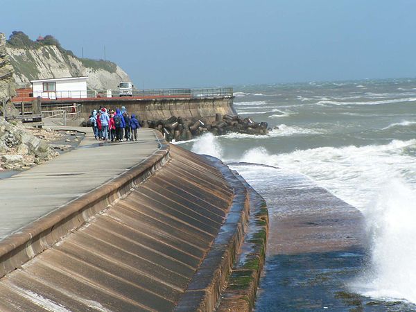 An example of a modern seawall in Ventnor on the Isle of Wight, England