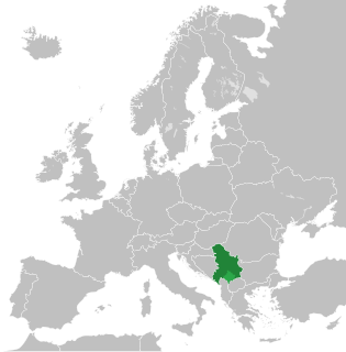 Mapa de FR Yugoslavia (verde) en 2003