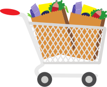Shopping cart with food clip art.svg