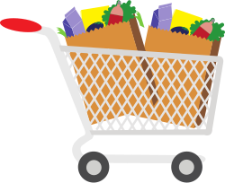 Shopping cart with food clip art.svg