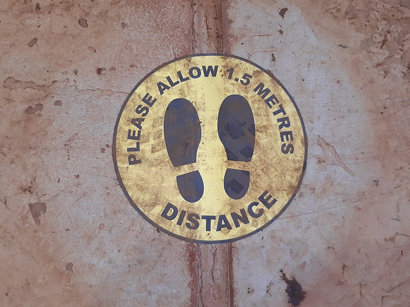 File:Social distancing floor markers, Western Australia, April 2020 02.jpg