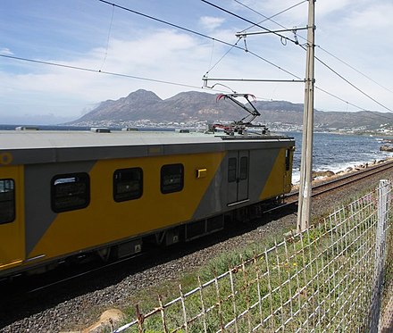 The Muizenberg to Simon's Town Metrorail tracks run right along the ocean. Spectacular views.