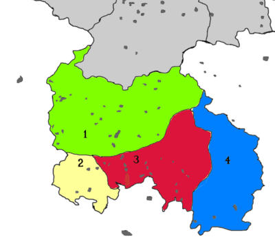 Karte nach Regionen unterteilt