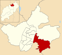 Location of Stanion and Corby Village ward Stanion and Corby Village ward in Corby 2015.svg