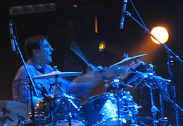 Morris performing with New Order at Mechanics Bay, Auckland, New Zealand, in 2012 Stephen Morris performing with New Order, 2012.jpg