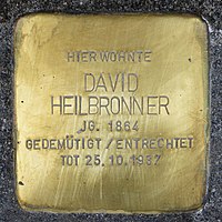 Stolperstein for David Heilbronner (1864) in Memmingen.jpg