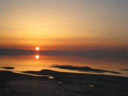 Sunset in drying Urmia Lake at Sharafkhaneh shore line.