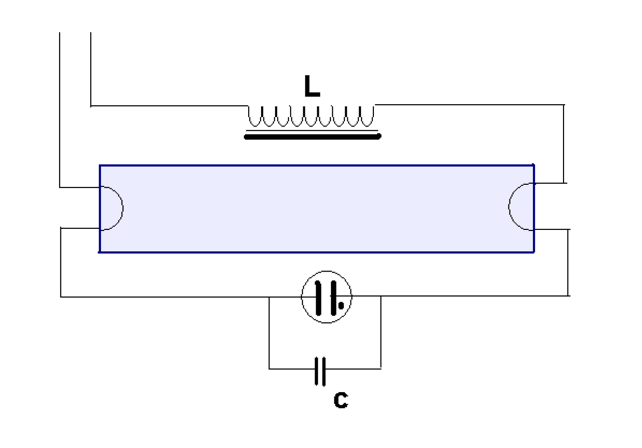 Схема включения люминесцентных ламп с индуктивным балластом