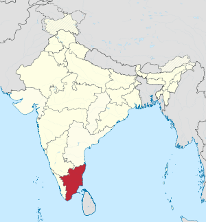 Ligging van Tamil Nadu in Indië