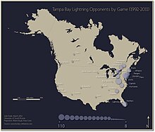 Tampa Bay Lightning opponents by city (1992-2011) Tampa Bay Lightning Opponents by City (1992-2011).jpg