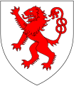 Arms of Thynne: Argent, a lion rampant tail nowed and erect gules