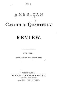 The American Catholic Quarterly Review.png'nin Başlık Sayfası