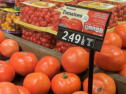 Food pricing for tomatoes given in US dollars per pound