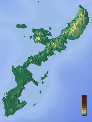 恩納岳の位置（沖縄本島内）