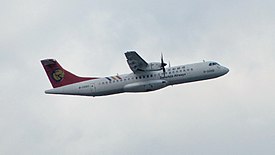 TransAsia Airways ATR 72-212A B-22810 Taking off from Taipei Songshan Airport 20140718b.jpg