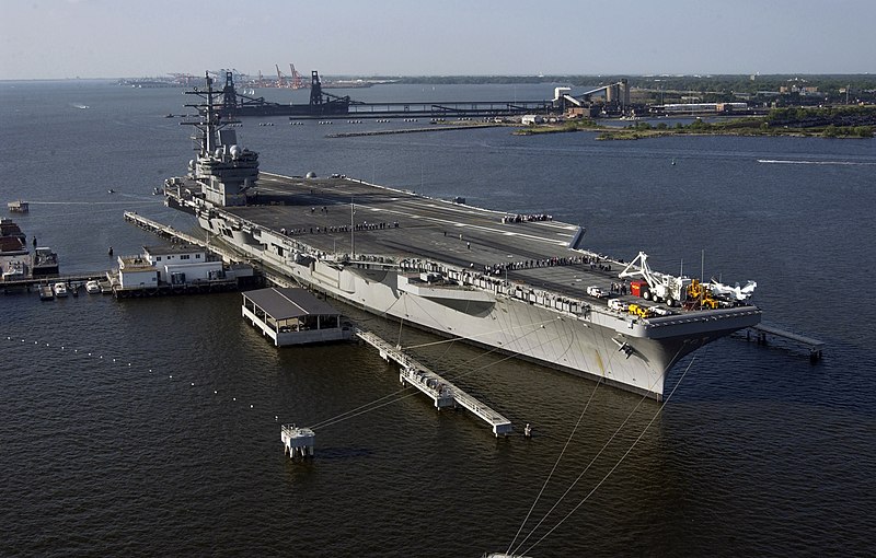 File:US Navy 040514-N-4614W-035 The U.S. Navy's newest aircraft carrier USS Ronald Reagan (CVN 76) prepares for deperming at Naval Station Norfolk Lambert's Point Deperming Station, near Portsmouth, Va.jpg