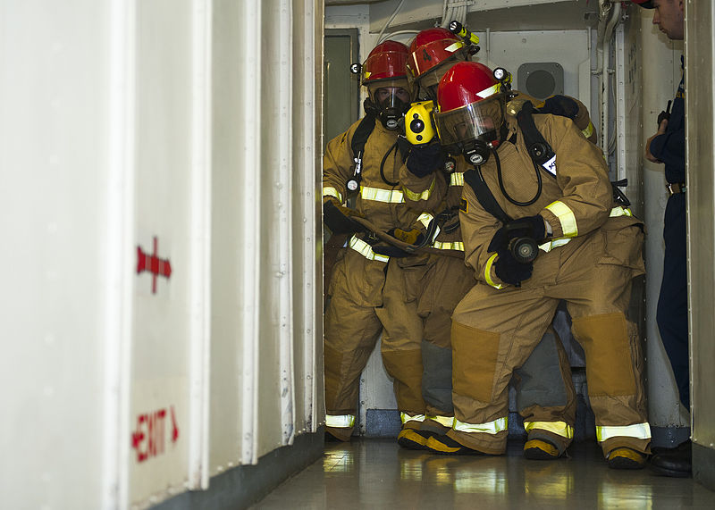 File:US Navy 120123-N-FI736-090 Sailors advance down a passageway during a general quarters training exercise aboard the aircraft carrier USS Enterprise.jpg