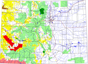 Uncompahgre National Forest (red) location in Colorado Uncompahgre National Forest location in Colorado.png