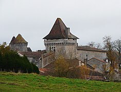 Le château, vu depuis l'extérieur du village.