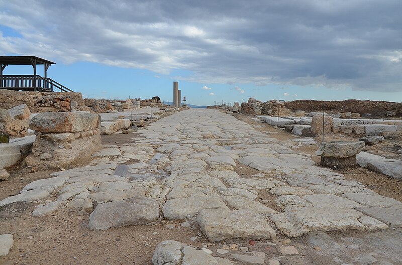 File:View of the Cardo marked with ruts made by carriage wheels, it was the main road of the city which runs north to south, Sepphoris (Diocaesarea), Israel - 16432788326.jpg