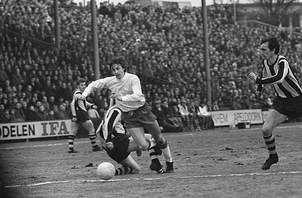 Against AFC Ajax in the 1970 Dutch Cup match.