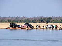 Cars on Mangoky River, Madagascar.