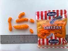 Hawkins "Cheezies" have been produced in Belleville, Ontario since 1956 W. T. Hawkins Cheezies.jpg