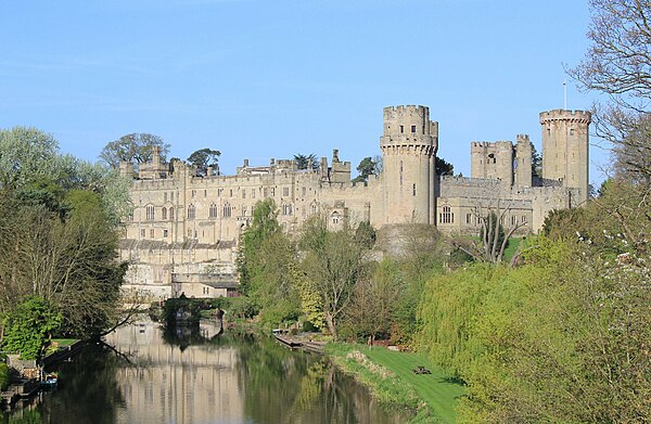 Warwick Castle, traditionally the seat of the Earls of Warwick, on the River Avon