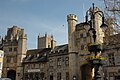 From the Market Place, Penniless Porch (left) leads to Cathedral Green, and The Bishop's Eye (right) to the Bishop's Palace.