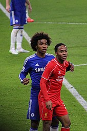 Sterling (right) playing for Liverpool in 2015