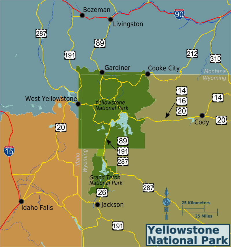 Йеллоустонский национальный парк карта