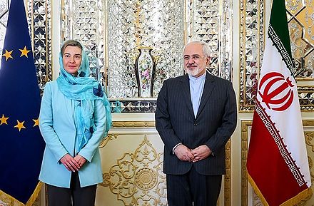 Mogherini with Iranian Foreign Minister Mohammad Javad Zarif, 16 April 2016
