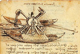 Early watercraft construction by Leonardo da Vinci.
