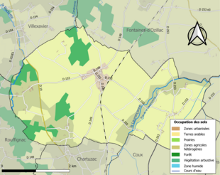 Kolorowa mapa przedstawiająca zagospodarowanie terenu.