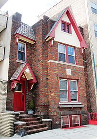 179 Prospect Park Southwest, a two-story brick house incongruously wedged in between two apartment buildings, was built around 1925. 179 Prospect Park SW Windsor Terrace.jpg