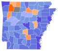 Thumbnail for File:1986 Arkansas gubernatorial Democratic primary results map by county.svg