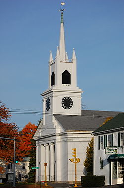 Church and pharmacy on Main Street