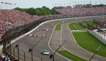 The field entering turn 4, aligned for the start. 2008 Indianapolis 500 Start.jpg