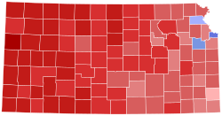 2008 Senat Amerika Serikat dalam pemilu di Kansas hasil peta oleh county.svg