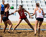 Deutsch: Beachhandball Weltmeisterschaften 2022; Tag 4: 24. Juli 2022 – Frauen, Halbfinale, Niederlande-Deutschland 0:2 (14:23, 14:26) English: 2022 Beach handball World Championships; Day 4: 24 July – Women Main Round – Netherlands-Germany 0:2 (14:23, 14:26)