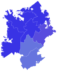 2023 Charlotte mayoral election results map by city council district.svg