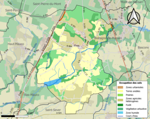 Barevná mapa znázorňující využití půdy.