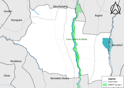 Carte de la ZNIEFF de type 1 sur la commune.