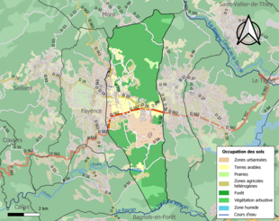 Barevná mapa znázorňující využití půdy.