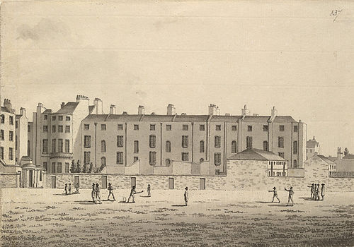 A cricket match in Devonshire Street by Samuel Hieronymus Grimm 1793